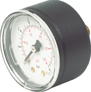 1/8inch BSPT 0-15 PSI 50mm Centre Back Pressure Gauge