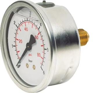 1/4inch BSPP 0-30 PSI 63mm Stainless Steel Centre Back Connection Pressure Gauge