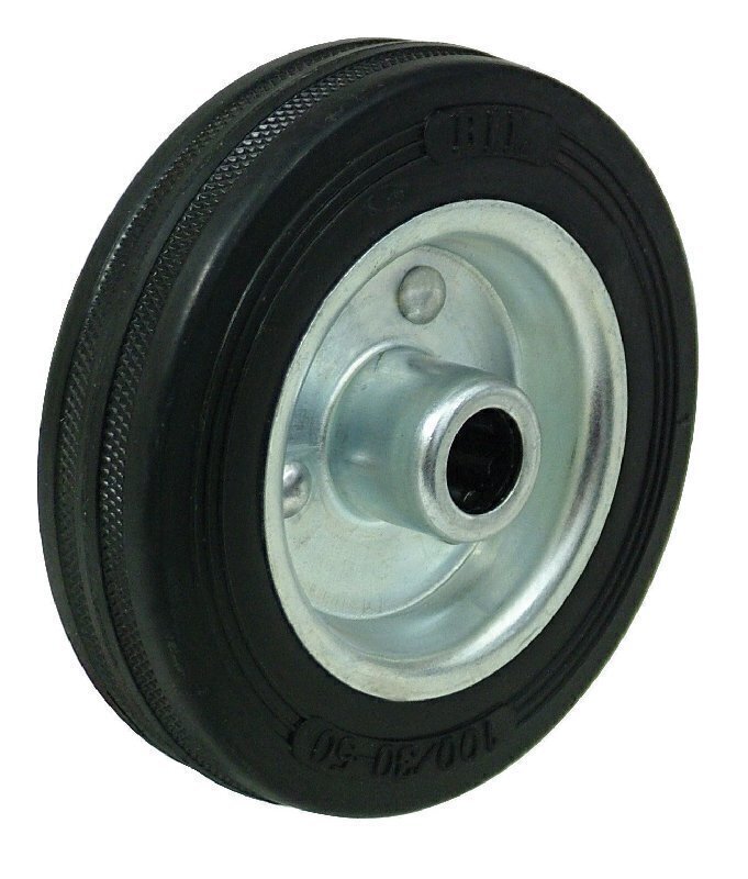 BZMM100WPS 100mm Black Rubber Tyre Plastic Centre Wheel