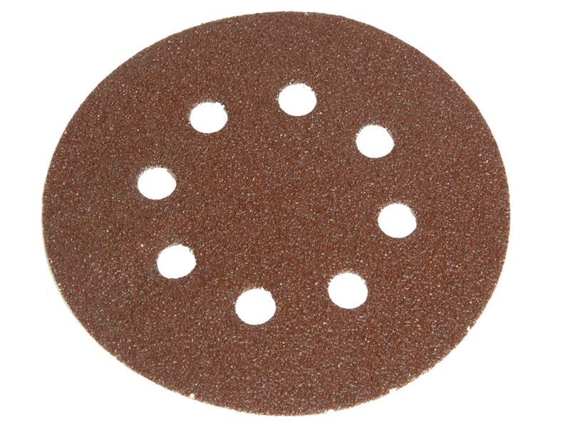 Faithfull Hook and Loop Sanding Disc DID3 Holed 125mm x 80G (Pack of 5)