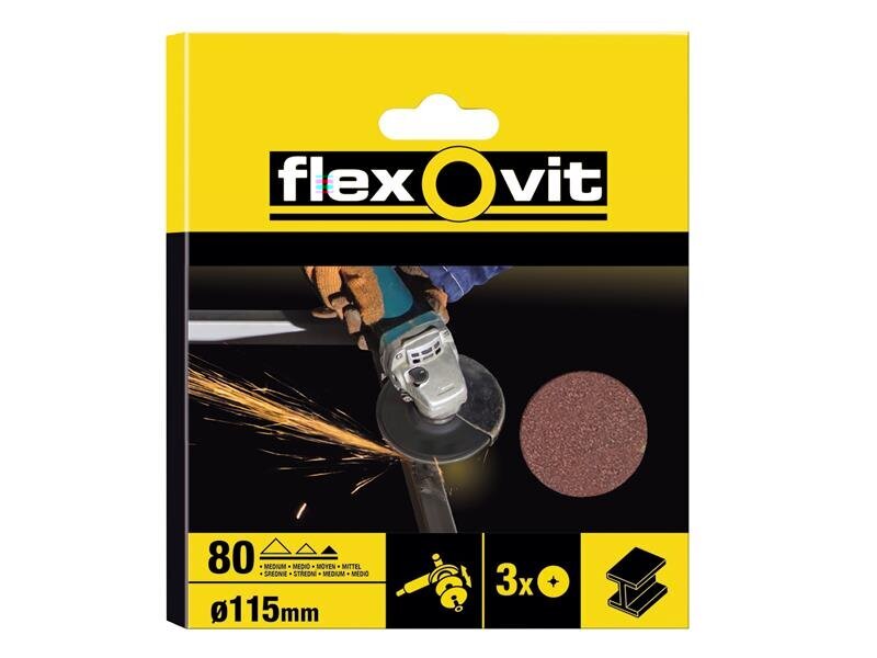 Flexovit Aluminium Oxide Fibre Disc 115mm Medium 50G (Pack of 10)