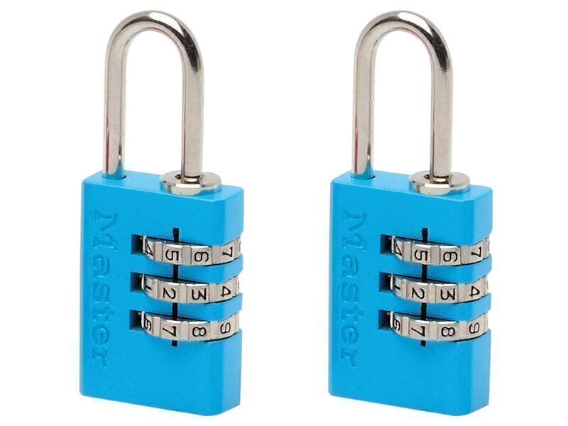 Master Lock Aluminium  3-Digit Combination 20mm Padlock Colour x 2