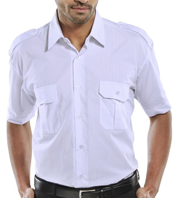 Pilot Shirt Short Sleeve White 16.5inch Neck