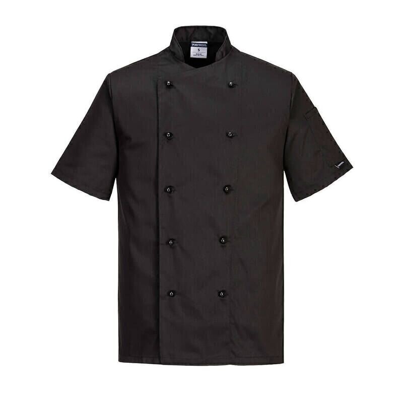 Portwest Chefs Kent Jacket Short Sleeve  (Bla...