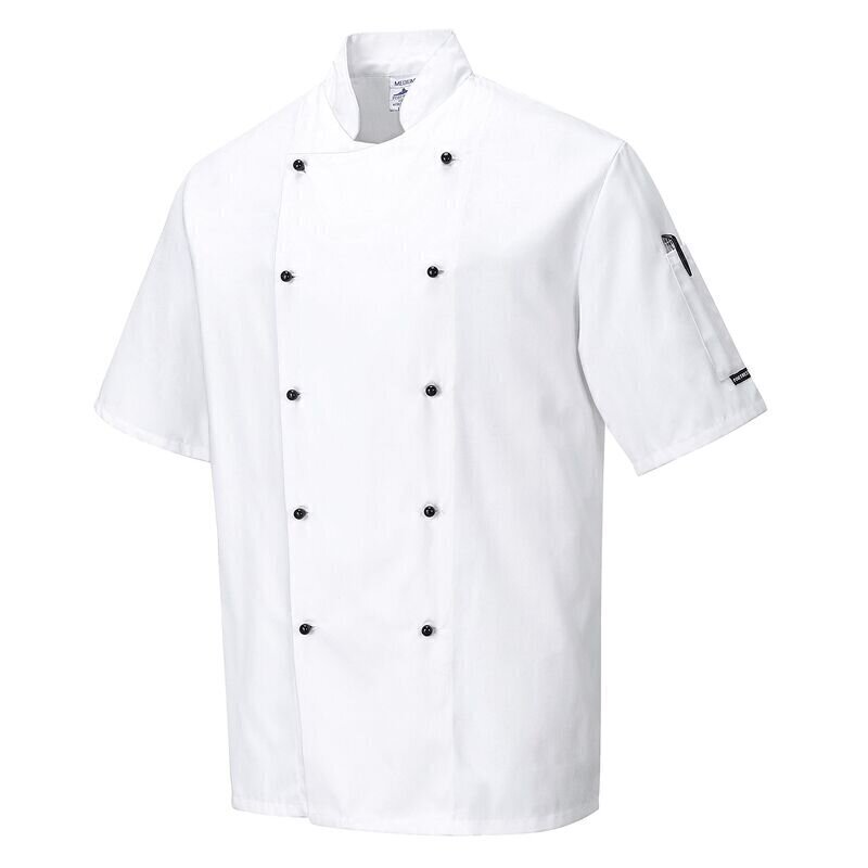 Portwest Chefs Kent Jacket Short Sleeve  (Whi...