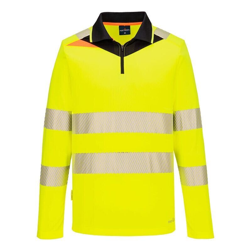 Portwest DX4 Hi-Vis Zip Long Sleeved Polo-Shi...