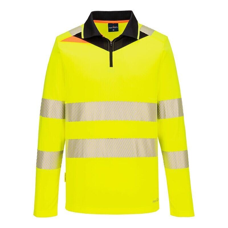Portwest DX4 Hi-Vis Zip Long Sleeved Polo-Shi...