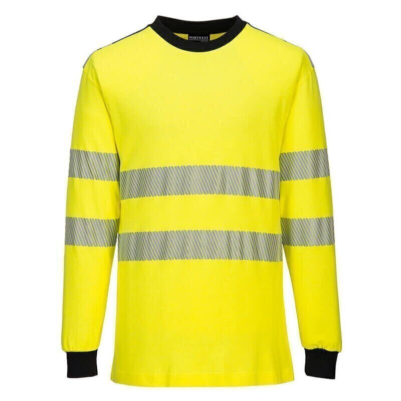 Portwest PW3 Flame Resistant Hi-Vis T-Shirt (Yellow/Black / XL / Regular Fit)