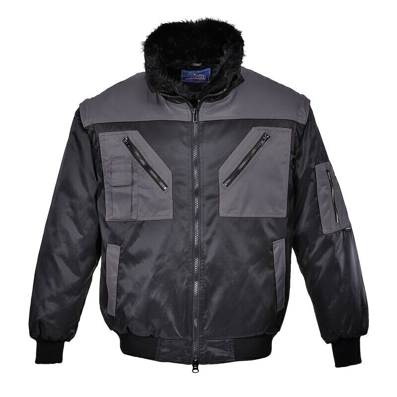 Portwest Two Tone Pilot Jacket (Black/Grey / ...