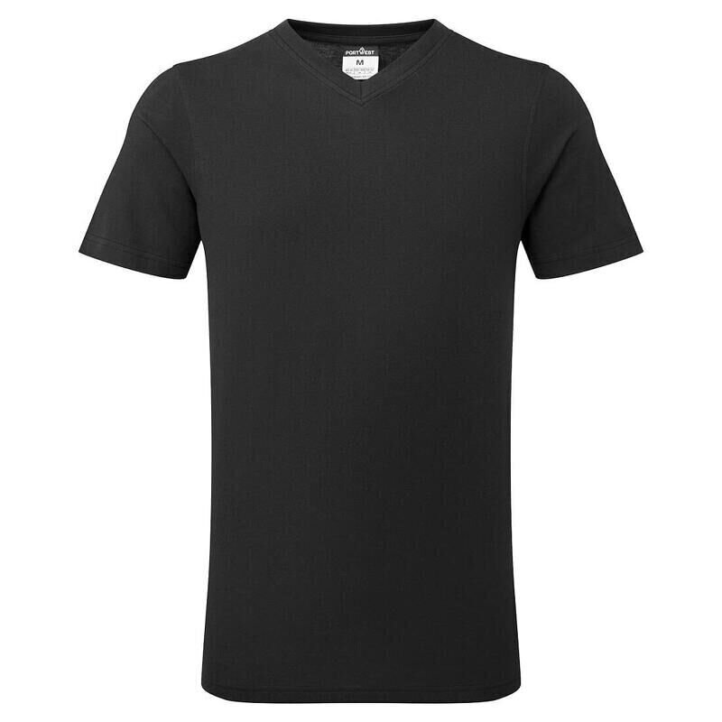 Portwest V-Neck Cotton T-Shirt (Black / M / R...