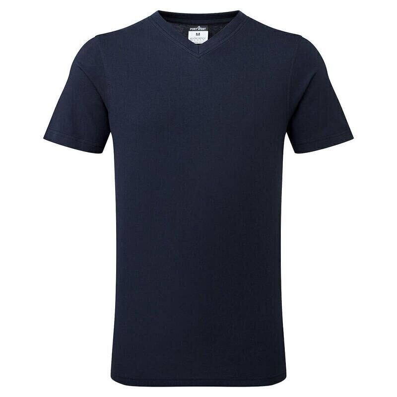 Portwest V-Neck Cotton T-Shirt (Navy / M / Re...