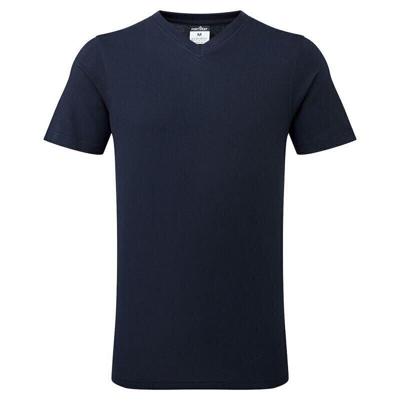 Portwest V-Neck Cotton T-Shirt (Navy / S / Re...