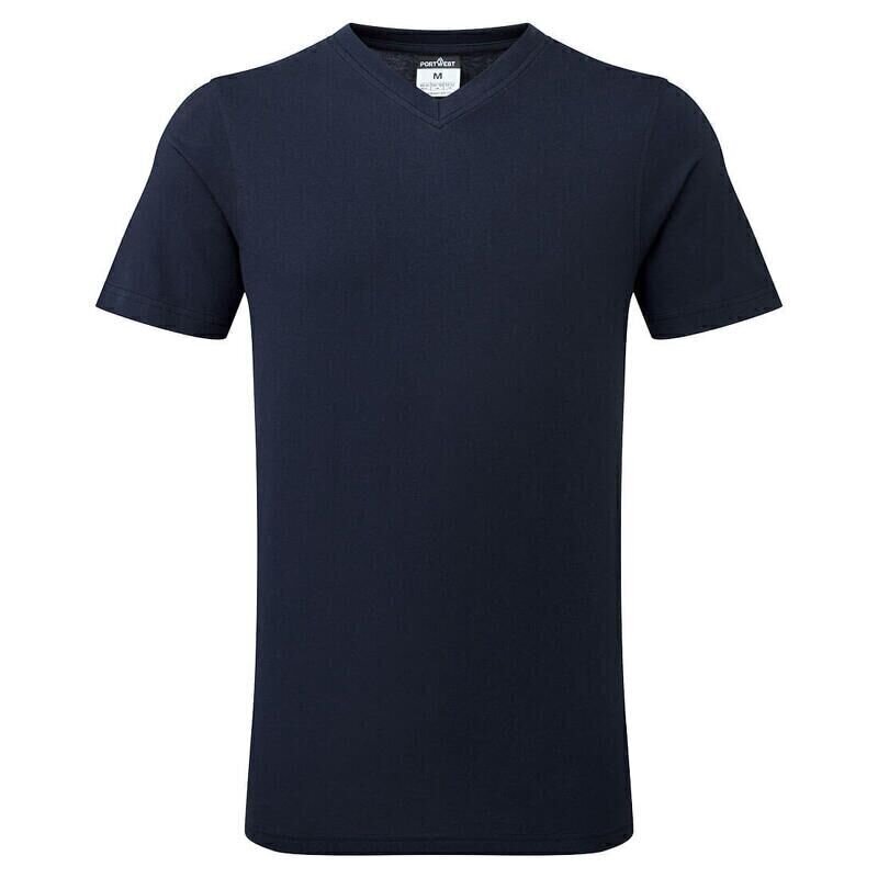 Portwest V-Neck Cotton T-Shirt (Navy / XXL / ...