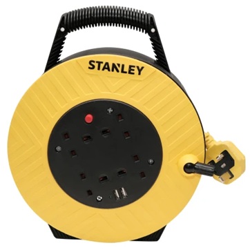 STANLEY Electrical Semi-Enclosed Cable Reel 240V 13A 4-Socket  2 USB 15m
