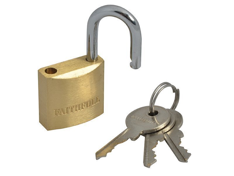 SPECIAL OFFER Faithfull Brass Padlock 25mm 3 Keys