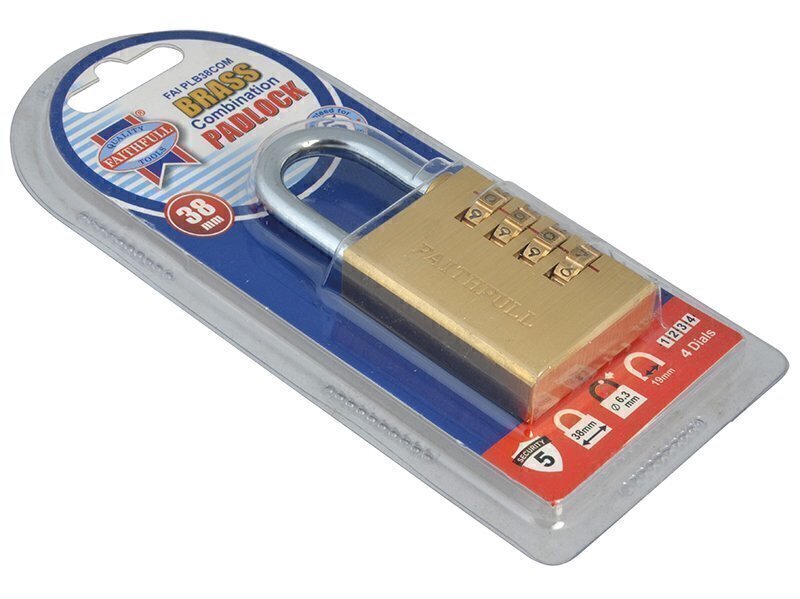 Faithfull Brass Combination Padlock 38mm
