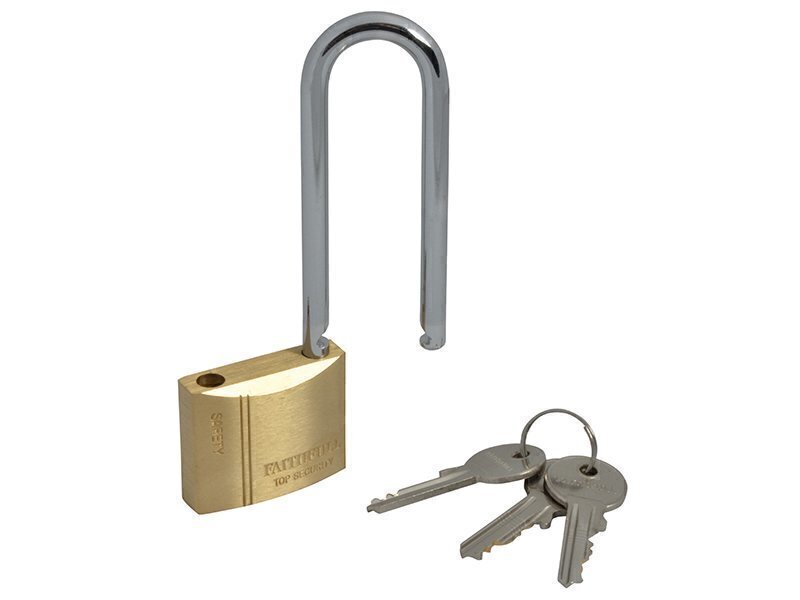 Faithfull Brass Padlock 40mm Long Shackle 3 Keys
