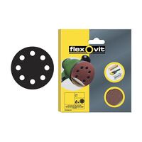 Flexovit Hook and Loop Sanding Disc 150mm Medium 80G (Pack of 6)