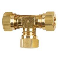 1/4inch OD Brass Equal Tee Single Ferrule Com...