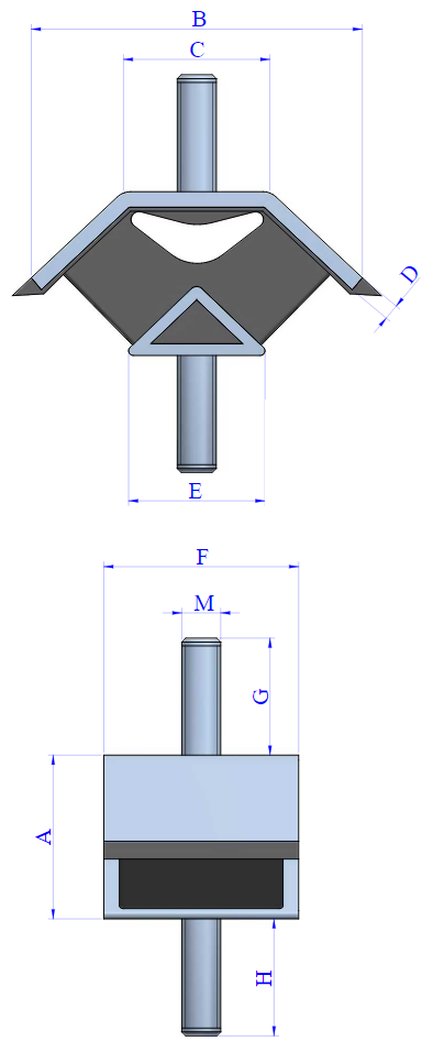 Type VD 40 Small Shore 45 Anti Vibration Mount - BearingBoys